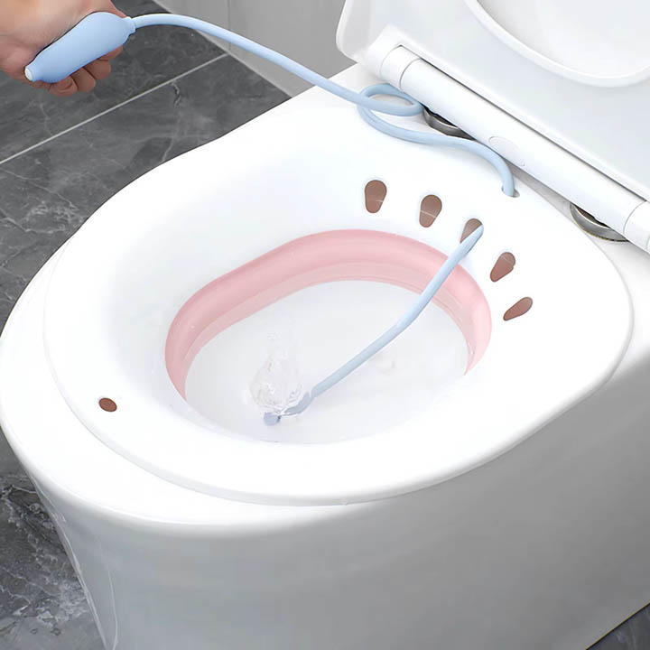 Siège de toilette pliable avec bain de vapeur bidet antidérapant violet - Vue 1