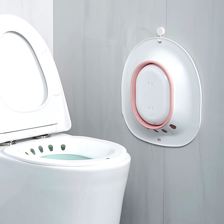 Siège de toilette pliable avec bain de vapeur bidet antidérapant violet - Vue 8