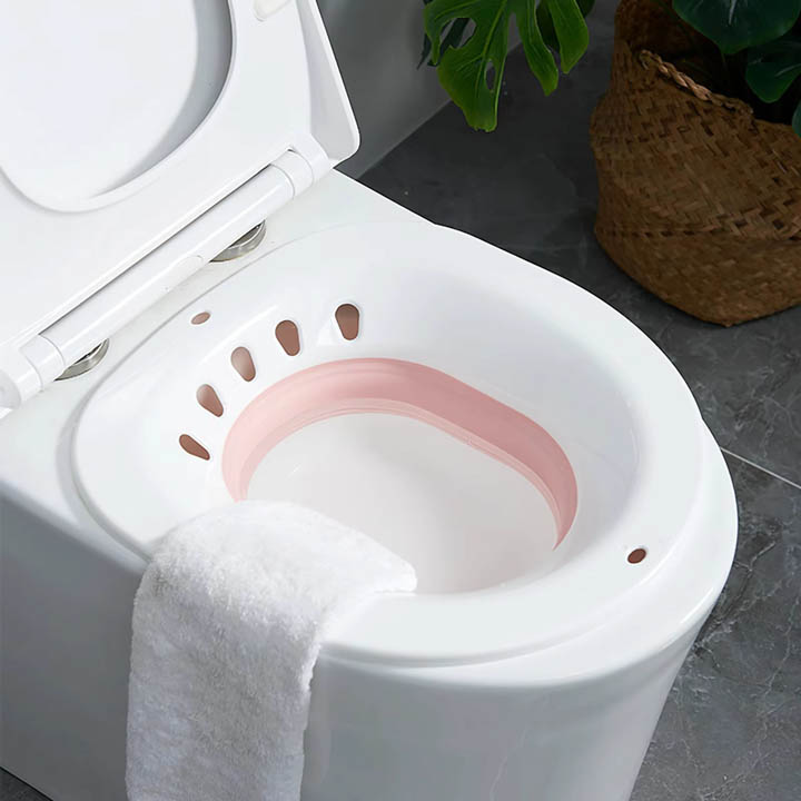 Siège de toilette pliable avec bain de vapeur bidet antidérapant violet - Vue 11